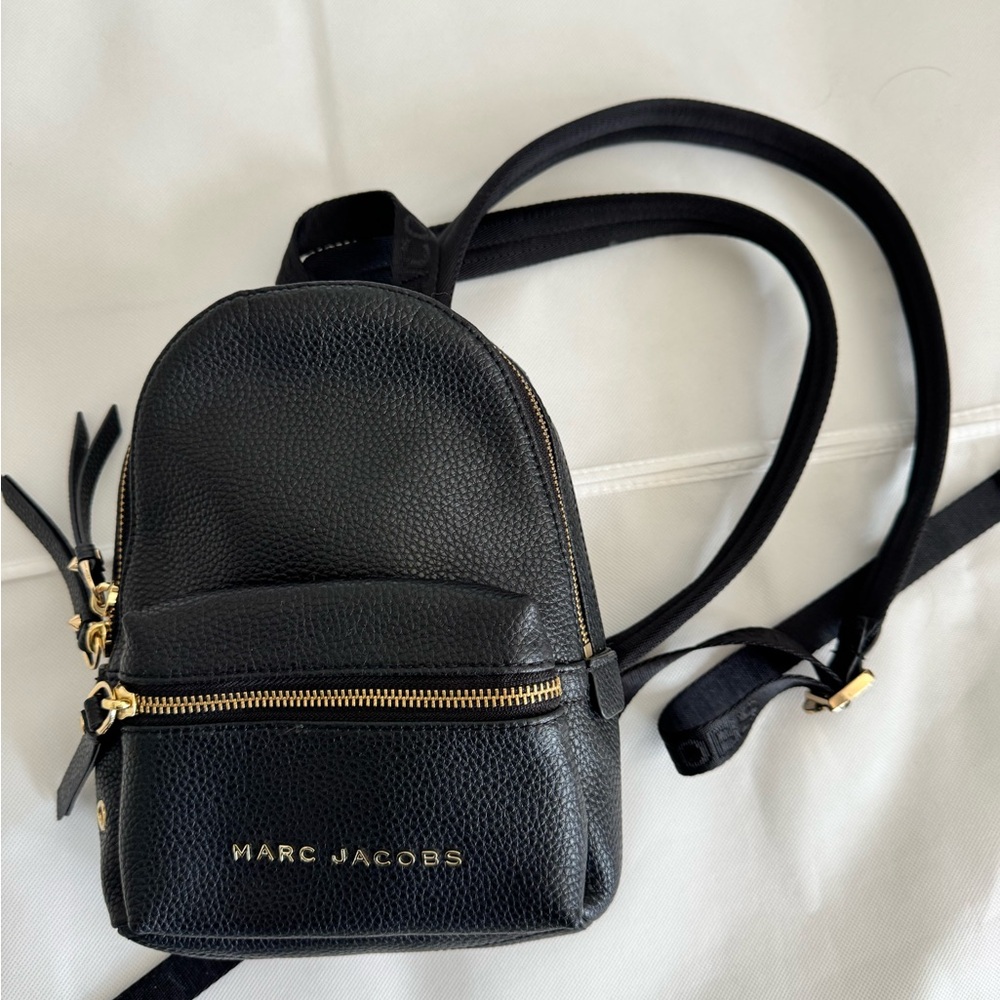 Marc Jacobs Black Backpack with Gold Accents